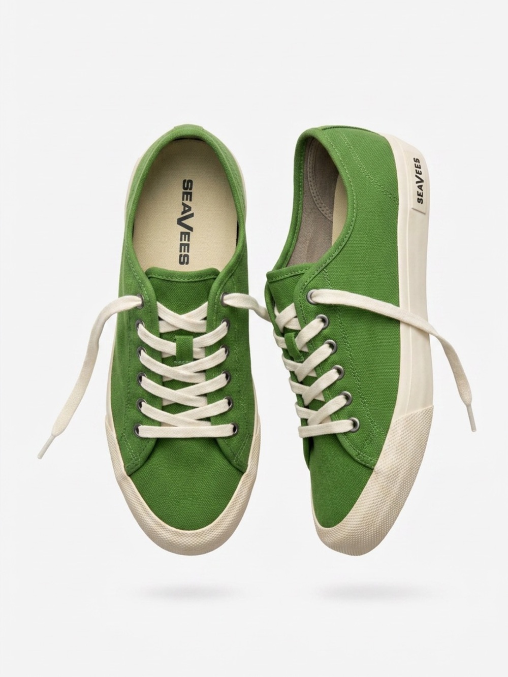 SeaVees Green Canvas Sneakers with Cream Laces